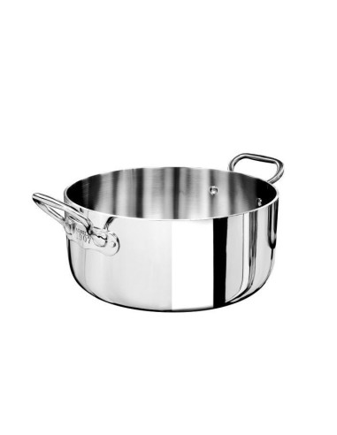 Cacerola baja Alu-inox 5-PLy pulido, para inducción con dos asas, diam. 24cm