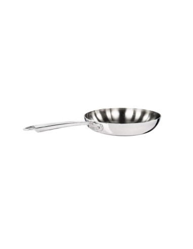 Sartén de aluminio-inox de 5 capas, pulida, para inducción con mango tubular, diámetro 28 cm