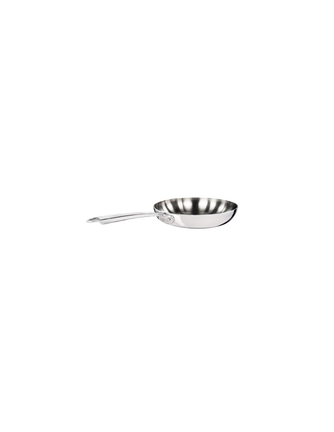 Sartén de aluminio-inox de 5 capas, pulida, para inducción con mango tubular, diámetro 28 cm