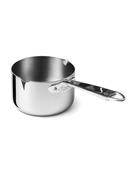 Cacerola de inducción Alu-inox 1907 de 3 capas de alto brillo, diámetro 14 cm, 1 asa