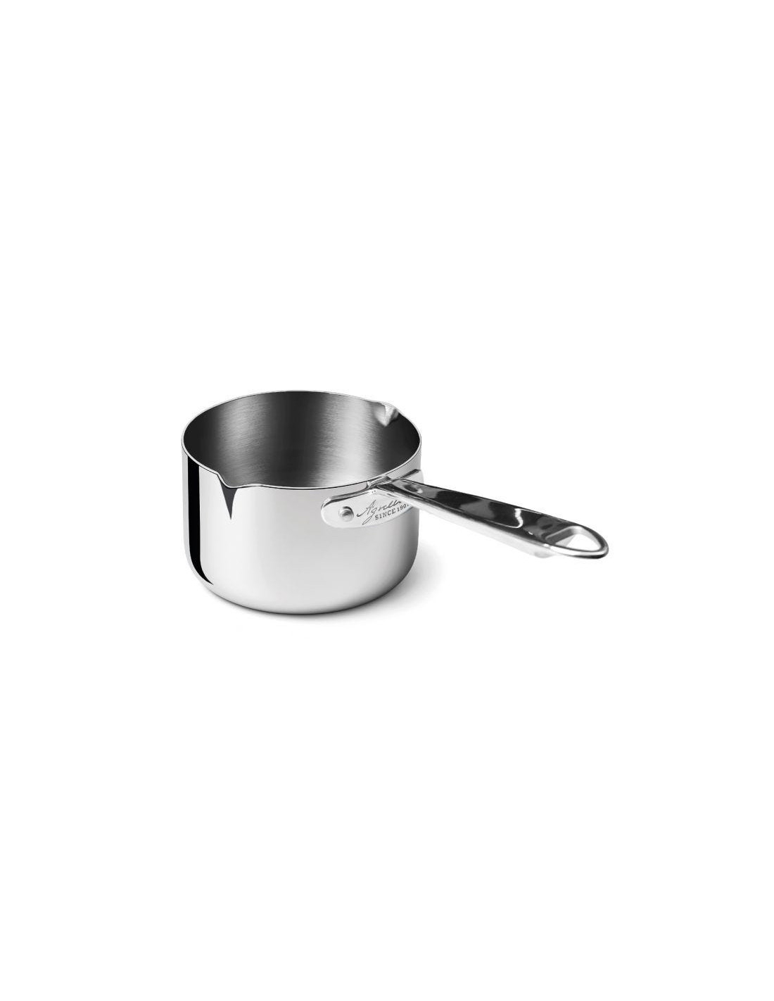 Cacerola de inducción Alu-inox 1907 de 3 capas de alto brillo, diámetro 14 cm, 1 asa