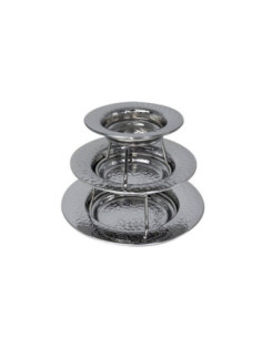 Juego de 3 mini platos martillados y 2 soportes para tartas