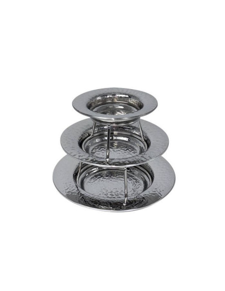 Juego de 3 mini platos martillados y 2 soportes para tartas