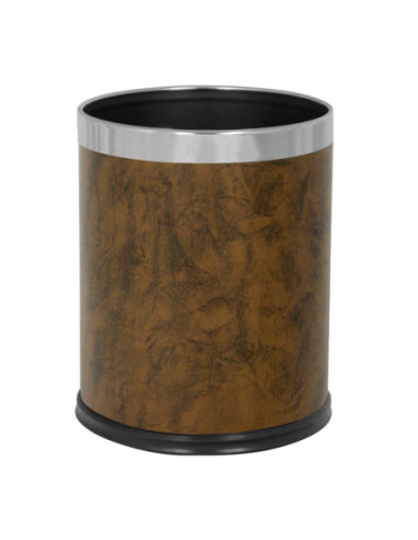 PROBBAX - WB-1042-BRN - Papelera redonda piel con carcasa | PROB