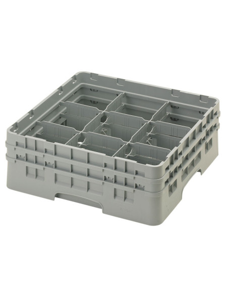 CAMBRO - 9S434-167 - Cesta de lavado 9 comp. 2 alturas - 14,8 cm Ø máx. - alt. máx. 13,5 cm - 50 x 50 x 18,4 cm