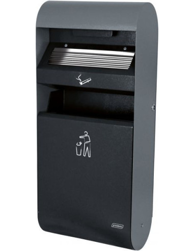Probbax Cenicero de pared con papelera - 3L/14L