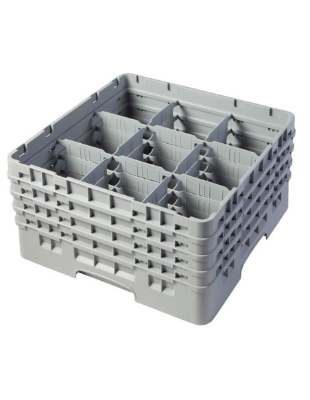 CAMBRO - 9S800-163 - Cesta de lavado 9 comp. 4 alturas - 14,8 cm Ø máx. - alt. máx. 21,7 cm - 50 x 50 x 26,7 cm